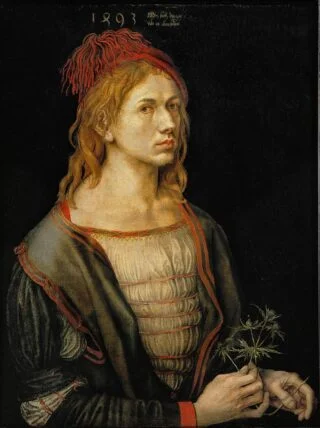 Zelfportret van Dürer om zich aan zijn vrouw voor te stellen, 1493