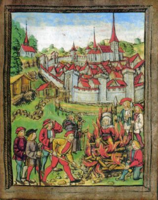 Verbranding van een heks in Willisau, Zwitserland, 1447