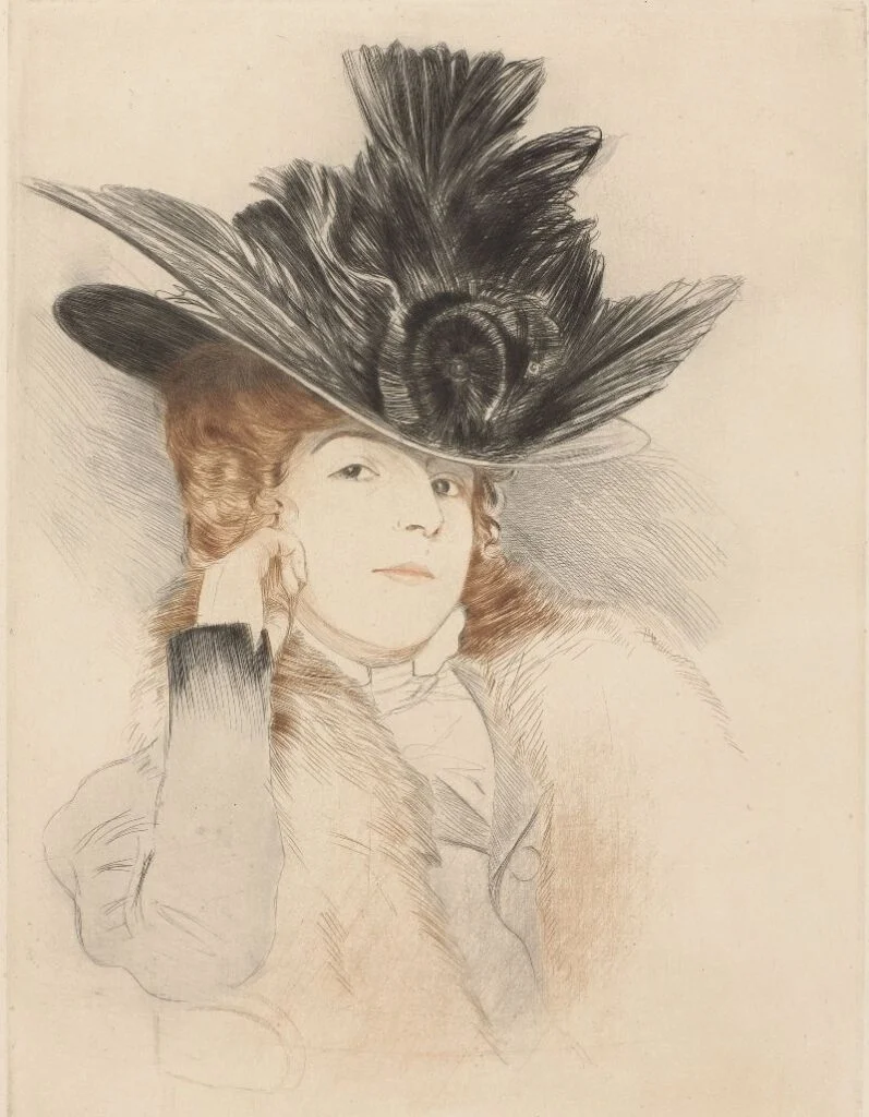 Portret van een onbekende dame met hoed, Gaston Darbour,