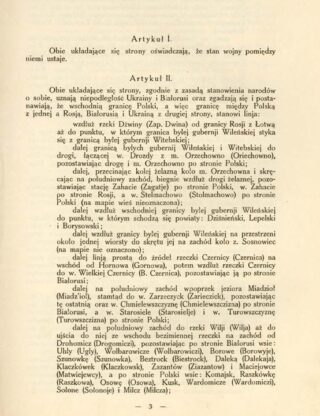 De eerste artikelen van het verdrag van Riga - Poolse versie