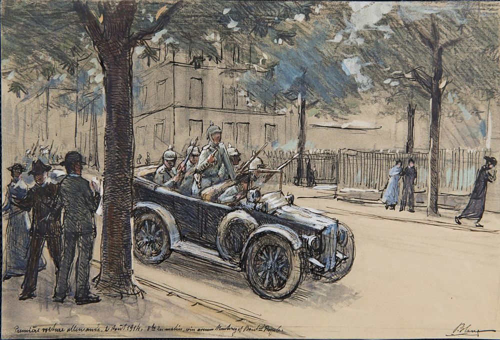 Aankomst van Duitse militairen in Luxemburg stad, 2 augustus 1914