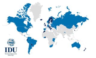 Landen met partijen die lid zijn van de International Democrat Union (IDU).