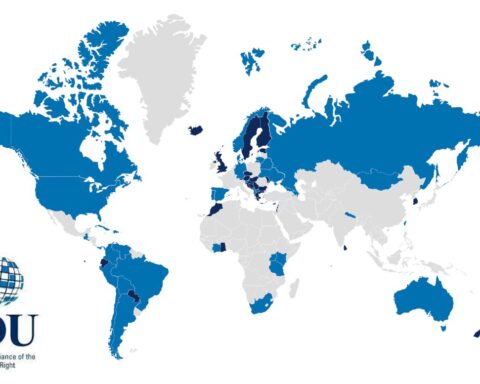 Landen met partijen die lid zijn van de International Democrat Union (IDU).