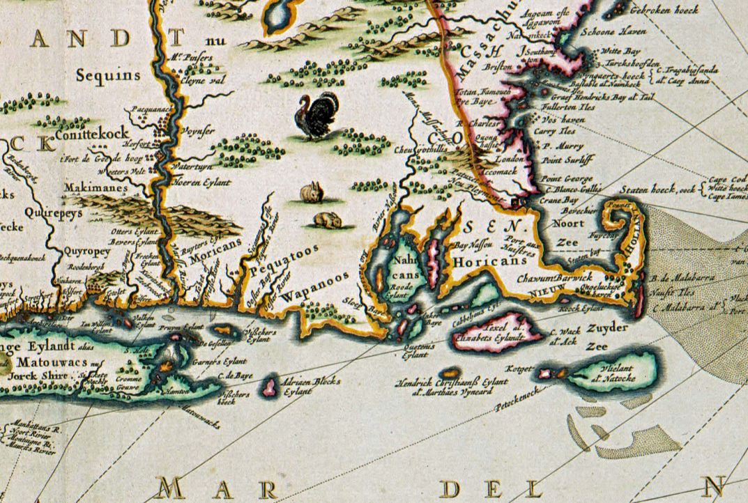 Detail van een kaart van Nieuw-Nederland