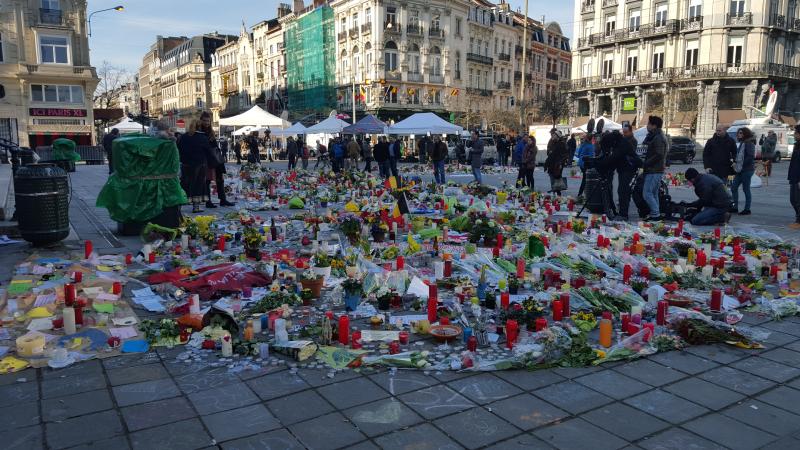 Bloemenzee in Brussel na de aanslagen in 2016