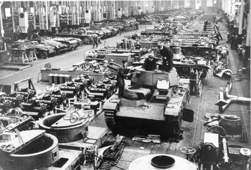 Onder meer bij het bedrijf Rheinmetall werd vanaf 1933 op grote schaal gewerkt aan de Duitse herbewapening.