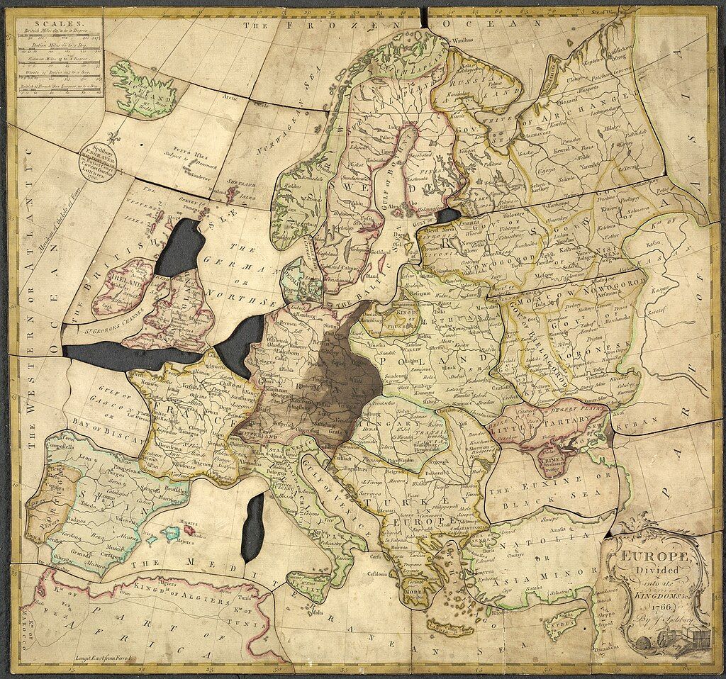 'Europe divided into its kingdoms, etc.' - Legpuzzel van John Spilsbury uit 1766