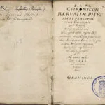 Titelblad Latijnse versie van Kroniek van Groningen, 1565-1595. Schrijver Eggerik Egges Phebens