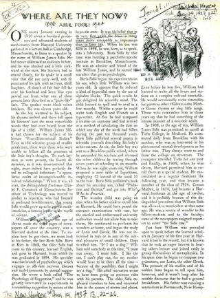 Artikel over William James Sidis in de New Yorker 