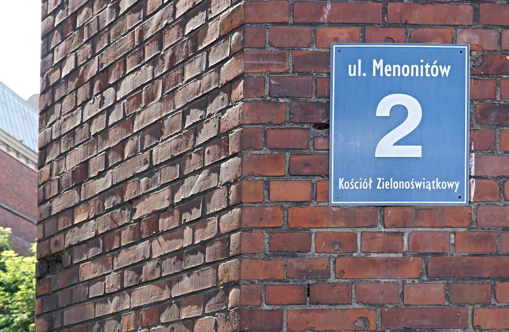 Ook een straatnaam in Gdańsk verwijst nog naar de mennonieten.