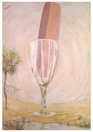 Le Bain de Cristal, (het kristalbad).  Herwerkt campagnebeeld van de tentoonstelling door Paul Gonze