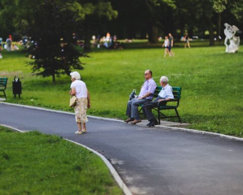 Willekeurige 'gewone' mensen in een park