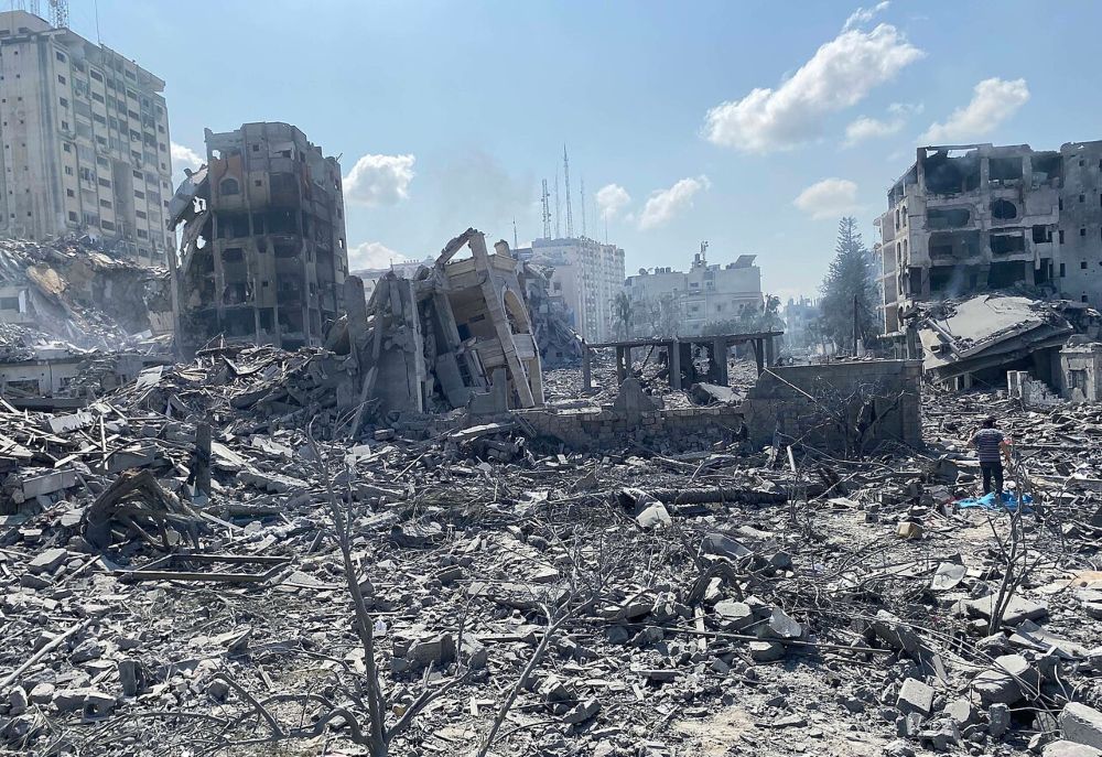 Ruïnes na bombardementen op Gaza-Stad, 9 oktober