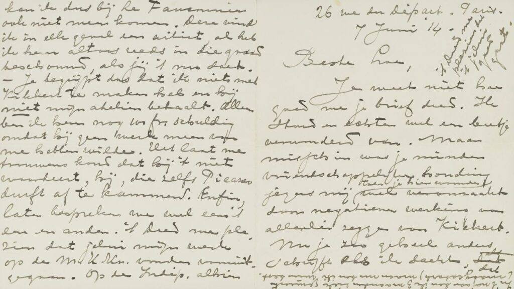 Brief van Piet Mondriaan aan Lodewijk Schelfhout, 7 juni 1914, collectie RKD