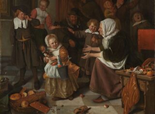 ‘Eerlijk zullen we alles delen, ik een beetje meer dan jij’ kan allicht leiden tot tranen. ‘Het Sint Nicolaasfeest’ schilderde Jan Havicksz. Steen tussen 1665 en 1668.