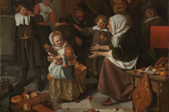 ‘Eerlijk zullen we alles delen, ik een beetje meer dan jij’ kan allicht leiden tot tranen. ‘Het Sint Nicolaasfeest’ schilderde Jan Havicksz. Steen tussen 1665 en 1668.