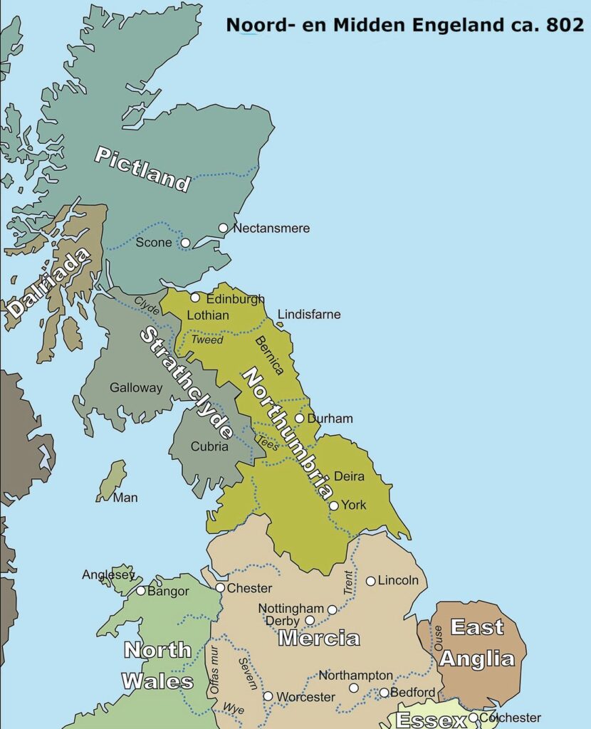 Noord- en Midden-Engeland, ca. 802