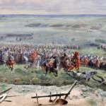 Deel van het panorama over de Slag bij Waterloo. Te zien is de charge van de Franse cavalerie onder leiding van maarschalk Michel Ney.