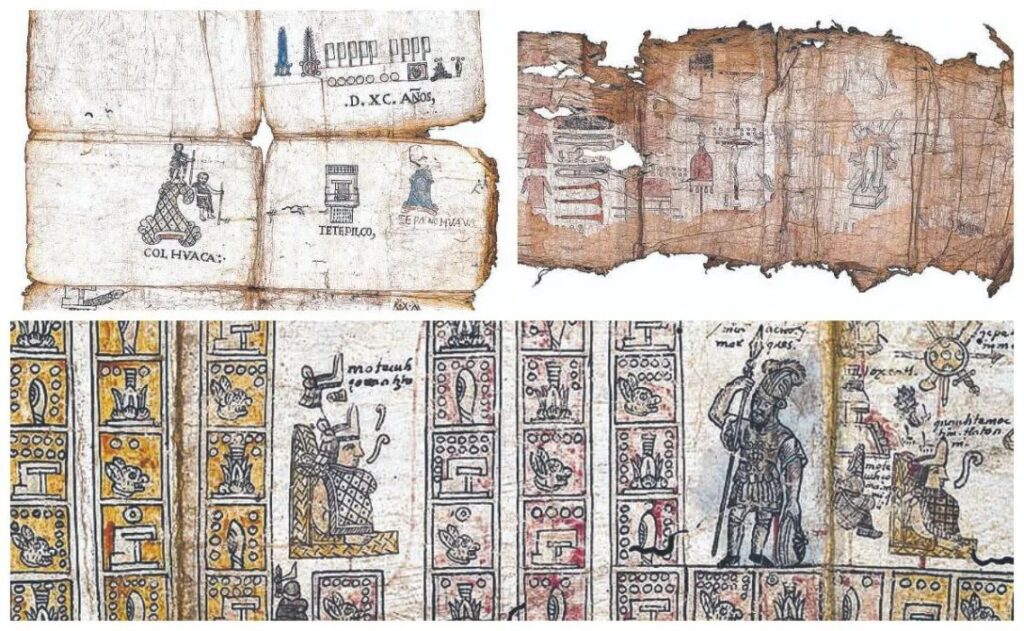 Fragmenten van de drie Azteken-codices