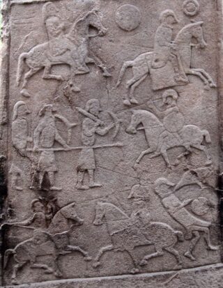 Pictische steen met mogelijk een verbeelding van de slag bij Dún Nechtain