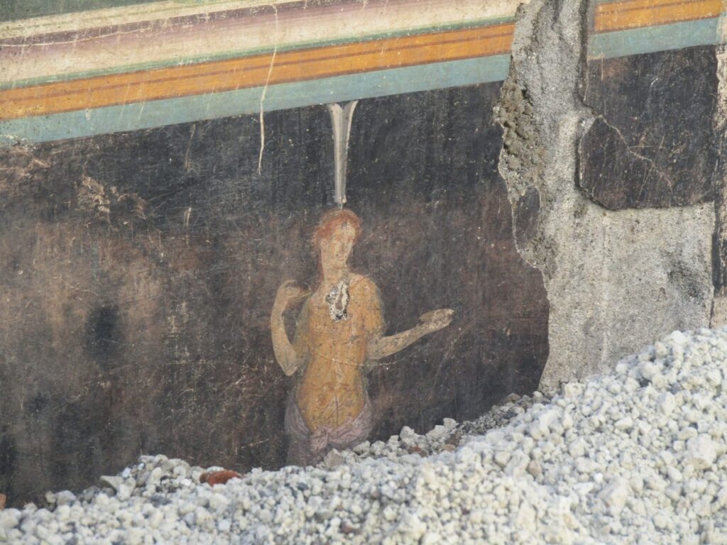 Muurschildering in de eetzaal in Pompeii 