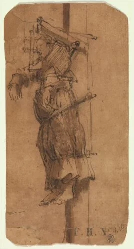 Elsje Christiaens, zijaanzicht - Tekening van Rembrandt van Rijn, 1664