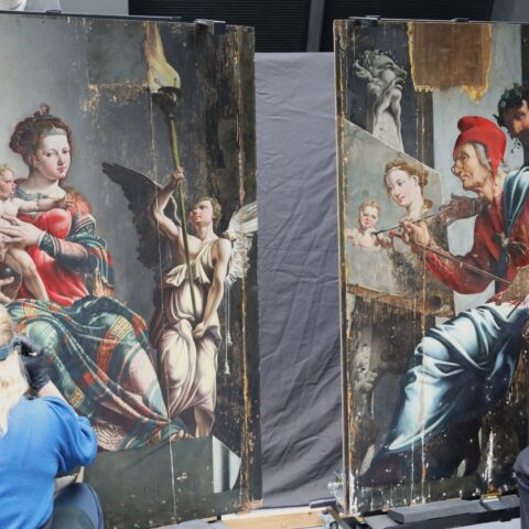 Maarten van Heemskerck, De heilige Lucas schildert de Madonna (tijdens restauratie, april 2024)
