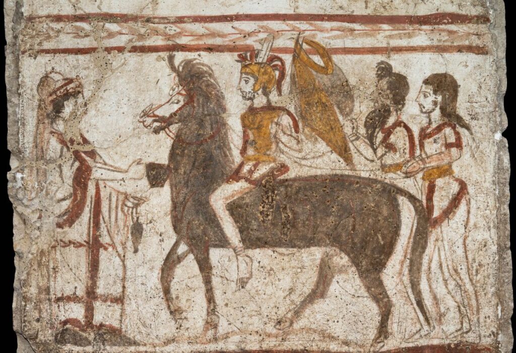 Wandschildering uit Lucaans graf, 4de eeuw v.Chr