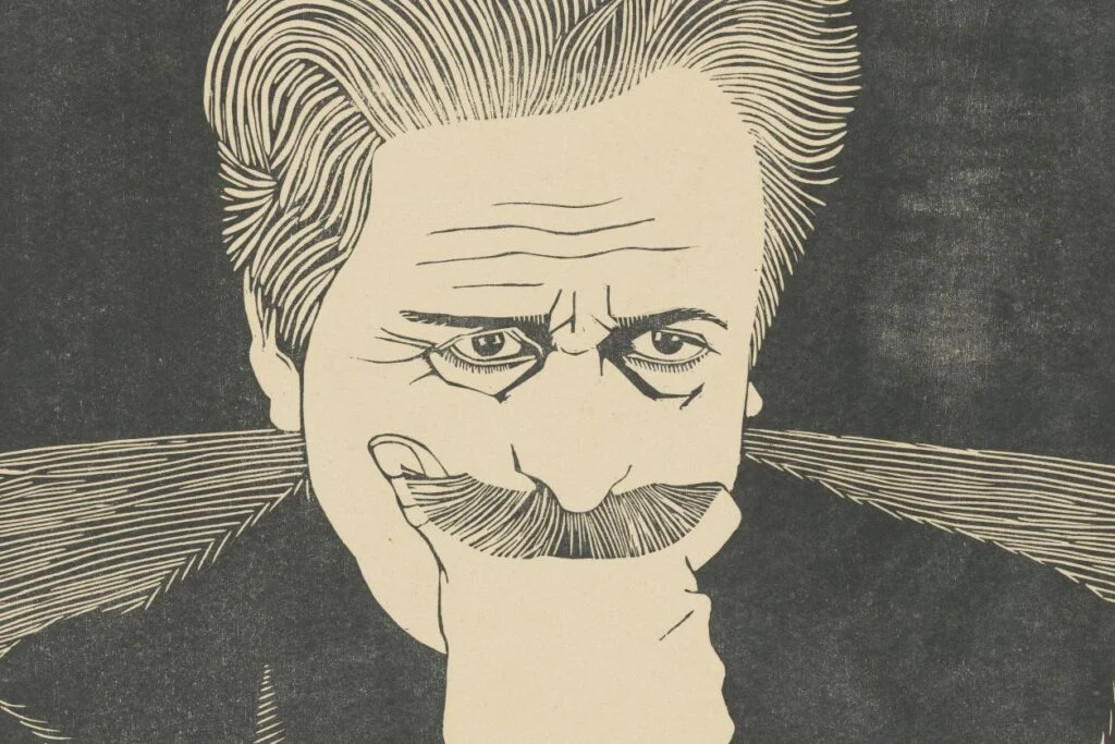Zelfportret met hand aan snor, Samuel Jessurun de Mesquita, 1917, detail