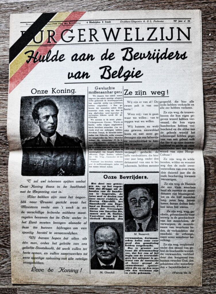 Uigave van het Brugs weekblad "Burgerwelzijn", ter gelegenheid van de bevrijding van België, september 1944