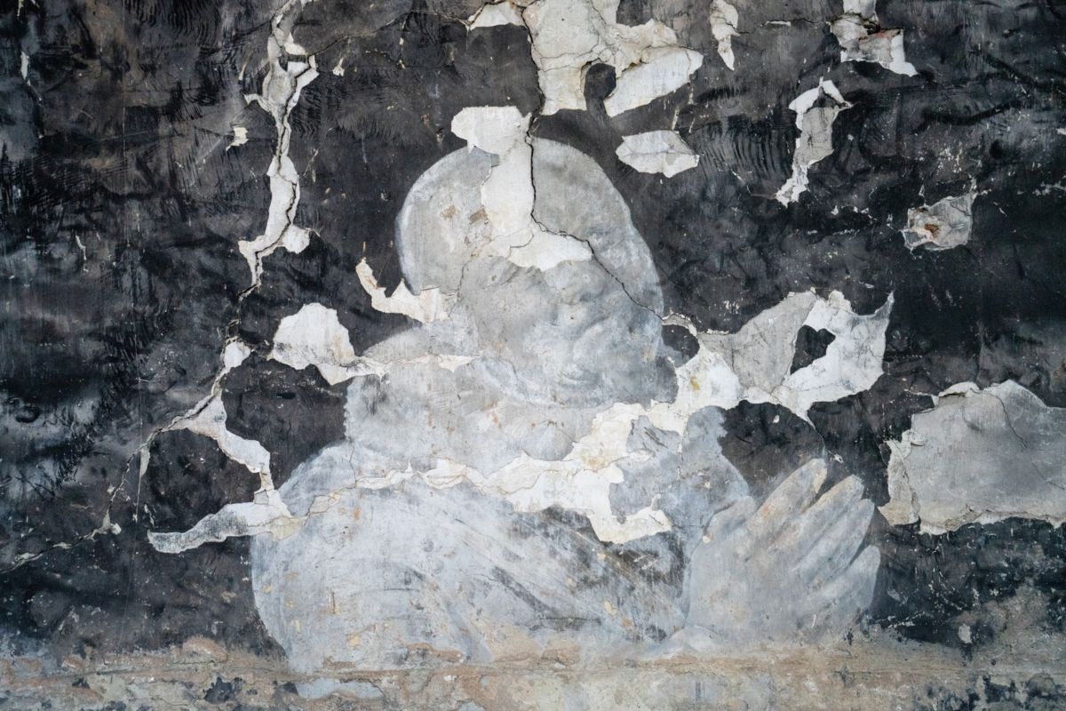 Detail van de ontdekte muurschildering