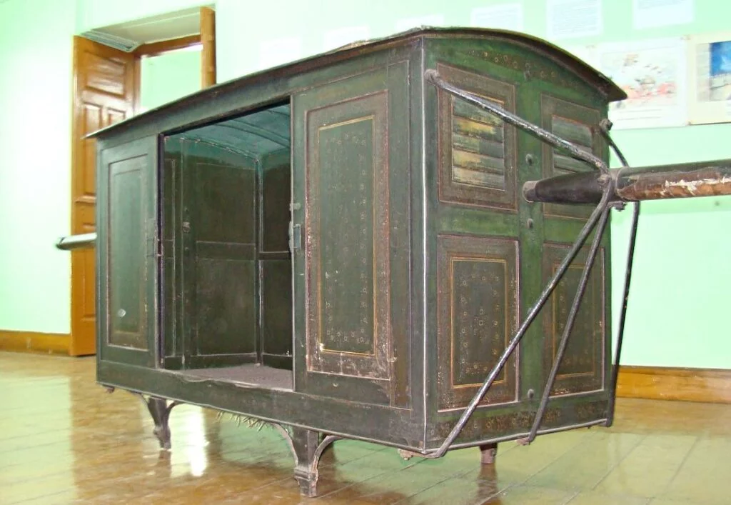 Een palanquin in Fort St. George in Chennai.