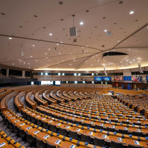 Plenaire zaal van het Europees Parlement in Brussel