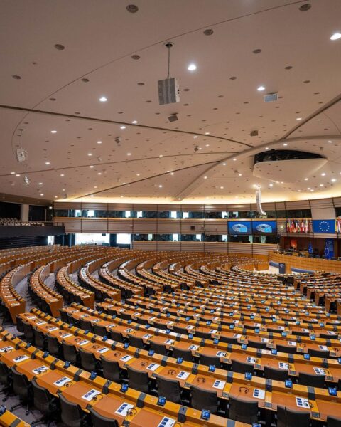 Plenaire zaal van het Europees Parlement in Brussel
