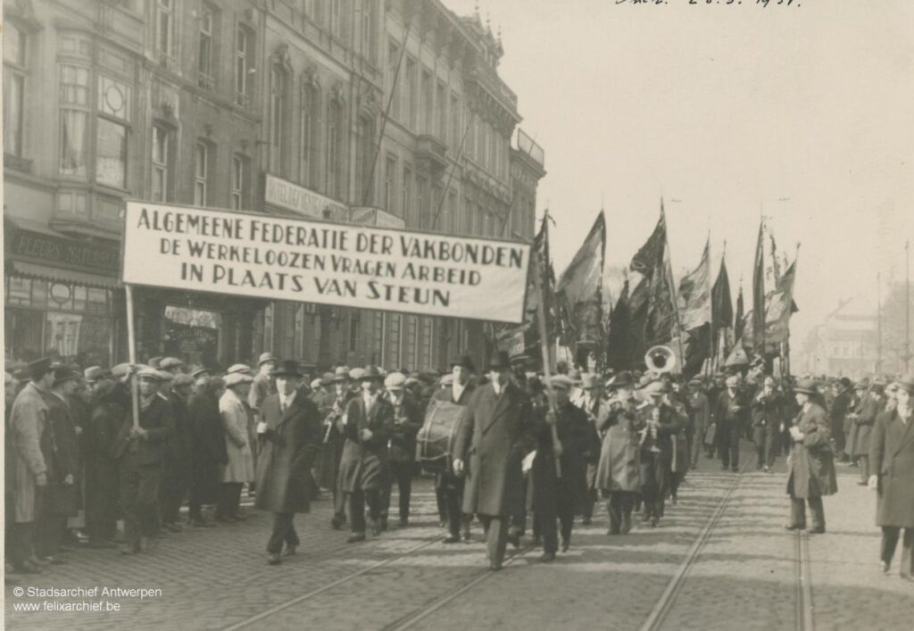 Betoging van werklozen in Antwerpen, 1931