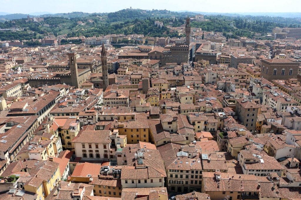 Zicht op Florence met rechts Orsanmichele