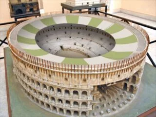 Maquette van het Colosseum met velarium