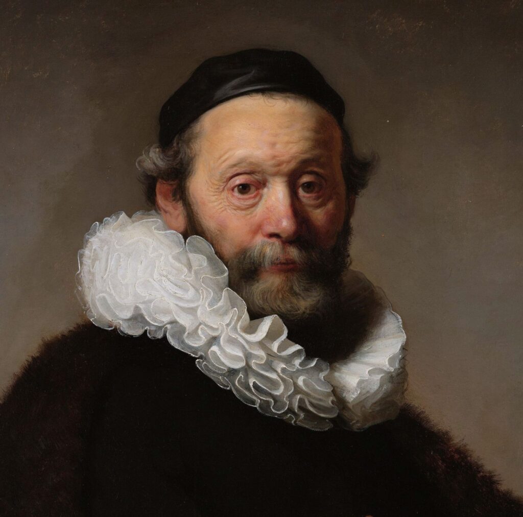 Portret van Johannes Wtenbogaert met plooikraag - Rembrandt van Rijn