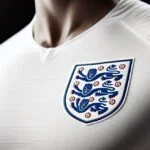Three Lions. Het logo van de Engelse voetbalbond op een wit shirt