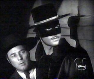 Zorro (Guy Williams) en Bernardo (Gene Sheldon) in Walt Disney's televisieserie, 1957-1959 