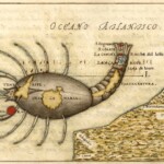 Kaart van de Canarische eilanden in de vorm van een kreeft (Leonardo Torriani, 1590). Centraal ligt Gran Canaria, met La Isleta rechtsboven.