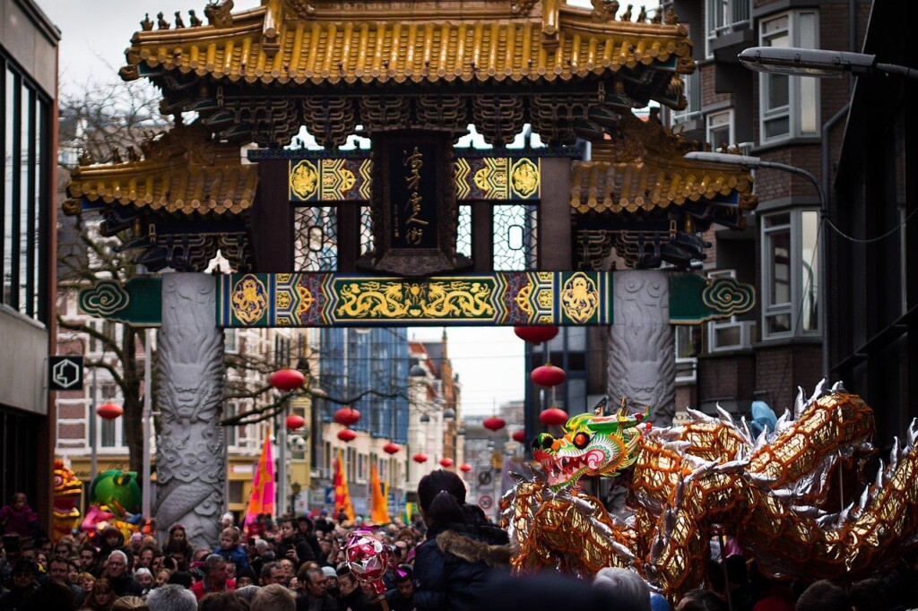 Viering van Chinees nieuwjaar in Chinatown, Den Haag, 2015