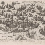 Spaanse Armada in het Kanaal, 1588, ets van Frans Hogenberg, 1588 - ca. 1591