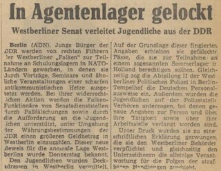 Bericht over het jeugdkamp in de Berliner Zeitung, juli 1961