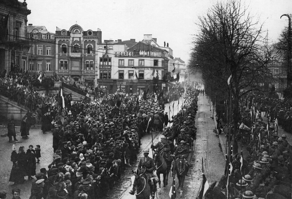 Britse troepen trekken Spa binnen, 29 november 1918 