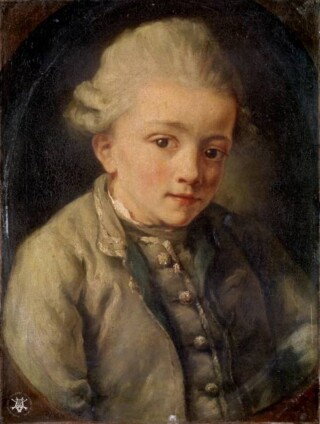 Mozart rond 1764, geportretteerd door Jean-Baptiste Greuze 