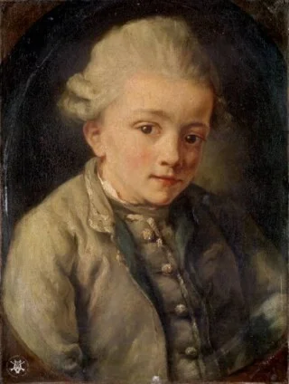 Mozart rond 1764, geportretteerd door Jean-Baptiste Greuze 