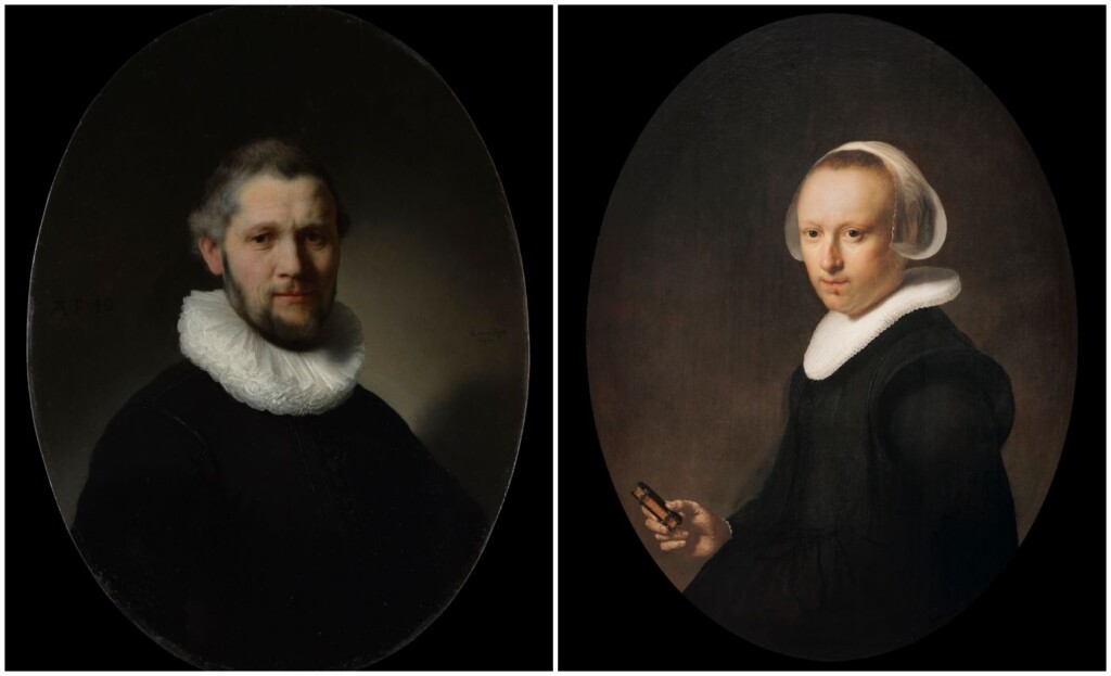 De twee portretten van Rembrandt: Portret van een 40-jarige man, 1632, Metropolitan Museum of Art & Portret van een 39-jarige vrouw, 1632, The Nivaagaard Collection