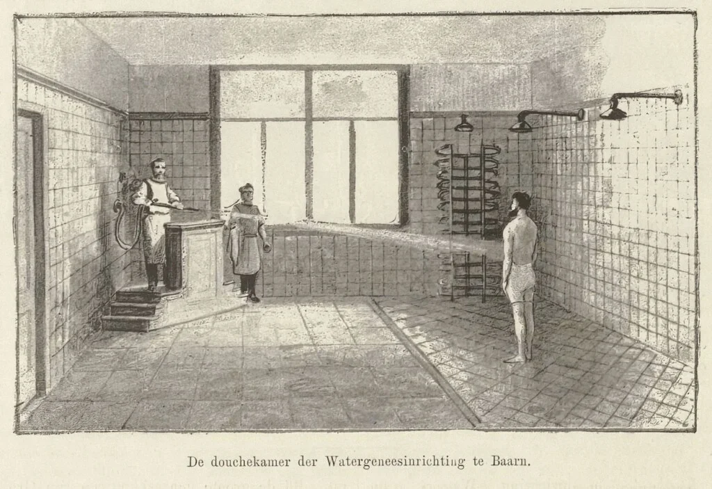 De ‘bewegelijke douche’ – Uit: Eigen Haard (1887)