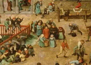 Spelende kinderen op een schilderij van Pieter Bruegel de OudeSpelende kinderen op een schilderij van Pieter Bruegel de Oude